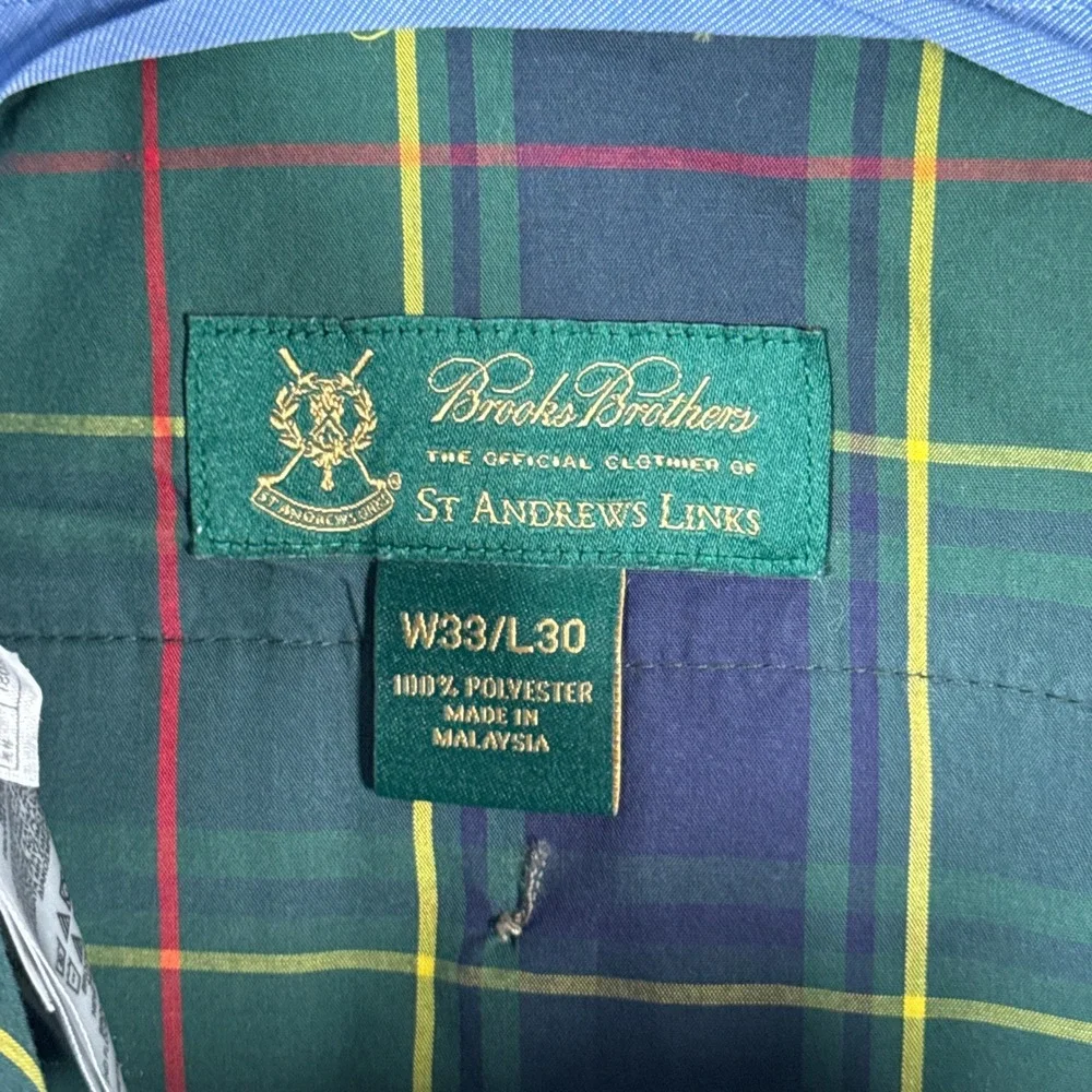 Brooks Brothers Pants Men 33x30(33x26) Blue White Striped St Andrews Link Golf